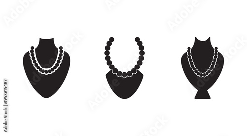 Set of elegant pearl necklaces on bust displays  luxury jewelry accessories