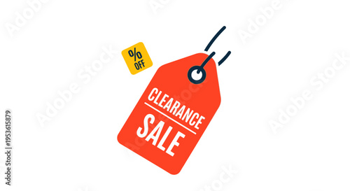 Red clearance sale discount tag.