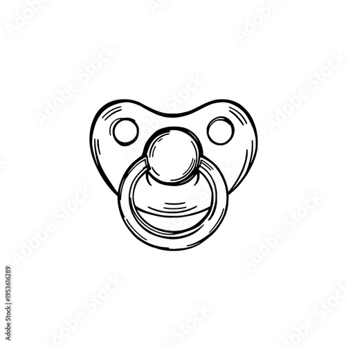 Pacifier icon logo design. Baby dummy sign and symbol. Hand drawn doodle pacifier icon. Newborn infant care symbol.