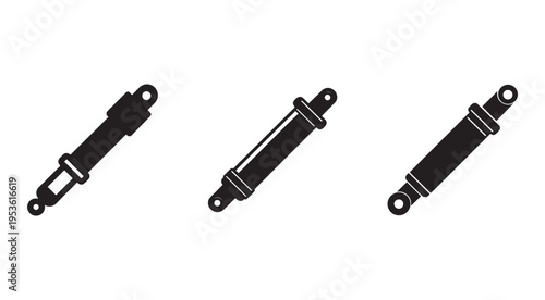 Shock absorbers icons in different positions on white background  car suspension parts