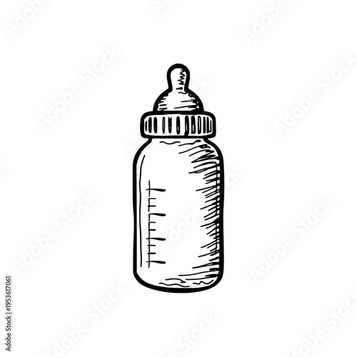 Baby bottle icon logo design. Feeding bottle sign and symbol. Baby milk bottle icon. Infant nursing and baby shower.