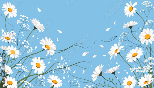 Gemini said

Seamless spring nature pattern featuring a blossom daisy and chamomile floral design with yellow summer flowers on a vector sky wallpaper
