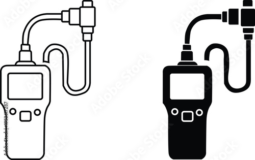 Line and solid icon of a gas detector