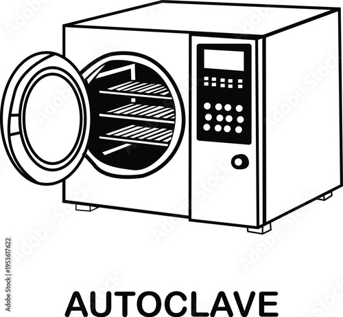 An autoclave with its door open