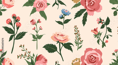 A modern, minimalist illustration featuring floral elements and muted tones. Ideal for backgrounds, website design, or springtime marketing materials,