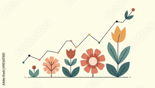 This minimalist illustration conveys the idea of growth and positive progress. Ideal for representing business success, development, and upward trends