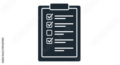 Clipboard with checkboxes and lines.