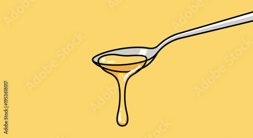 Golden honey dripping from spoon 1.
