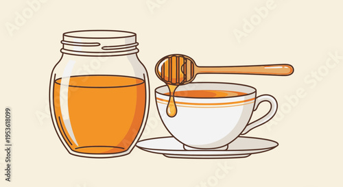 Honey in a cup and jar.