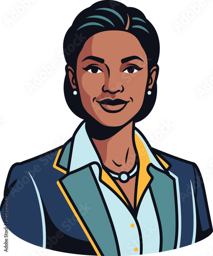 Professional Woman Confident Business Portrait Illustration.