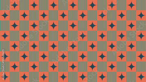 Retro Geometric Pattern with Stars and Squares