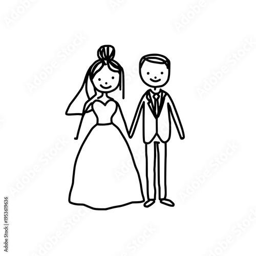 Cuadro en lienzo Bride and groom icon logo design