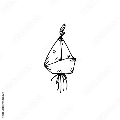 Birthday piñata icon logo design. Fiesta party pinata sign and symbol. Hand drawn doodle llama pinata icon. Birthday celebration element.