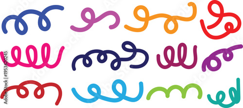 Multicolored swirly shapes on white background