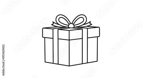 Wrapped gift box with ribbon bow.