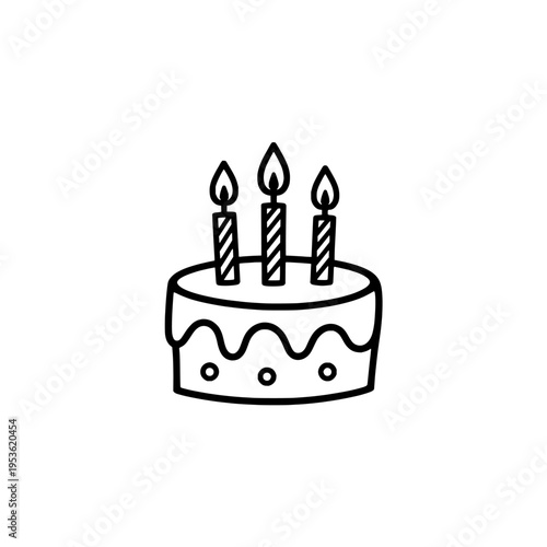Birthday cake with candles icon logo design. Birthday party cake sign and symbol. Sweet dessert icon. Celebration element.