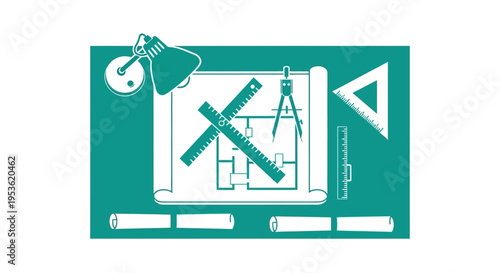 Drafting tools on a board.