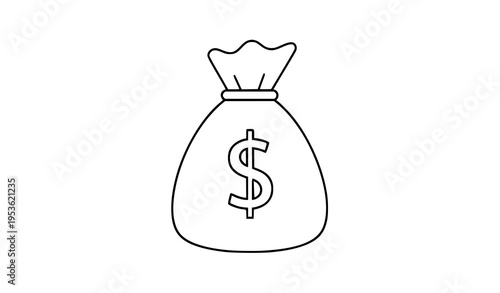Money bag dollar icon finance investment outline vector illustration