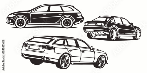 Three cars in different angles and styles