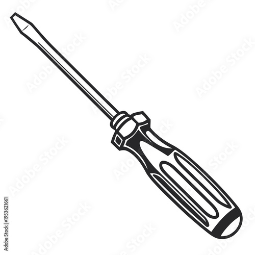 A screwdriver with a handle and a metal shaft