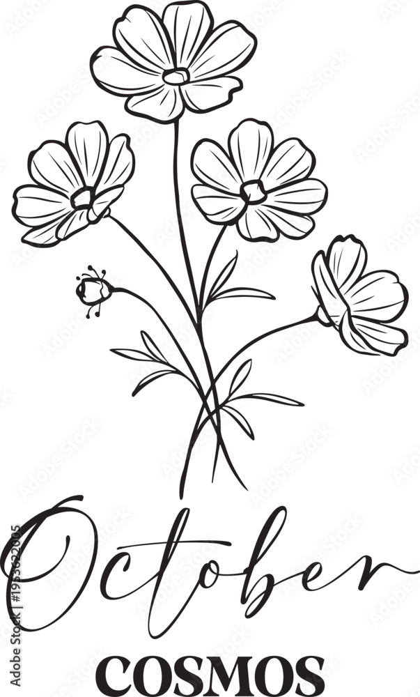 Fototapeta premium Birth Month Flowers Svg Png