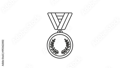 Medal with Laurel Wreath Illustration Design.