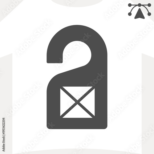 Door hanger with space for banner solid icon, polygraphy concept. Vector graphics. Advertising for door handle sign and editable stroke, glyph style icon for mobile or web design.