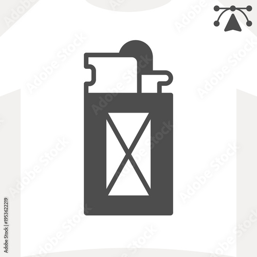 Lighter with banner solid icon, business souvenir concept. Vector graphics. Stick lighter with space for picture sign and editable stroke, glyph style icon for mobile or web design.