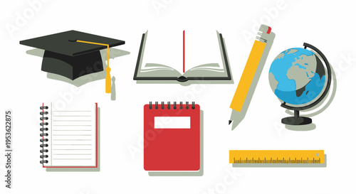 Education school supplies and books.