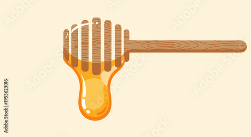 Honey dripping from dipper stick.