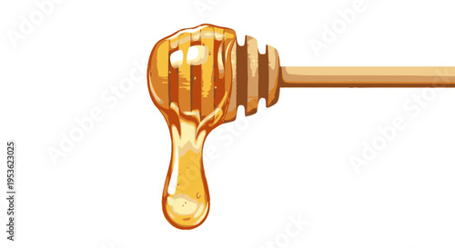 Honey dripping from wooden dipper stick 2.