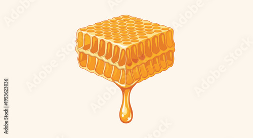 Honeycomb with honey dripping down.