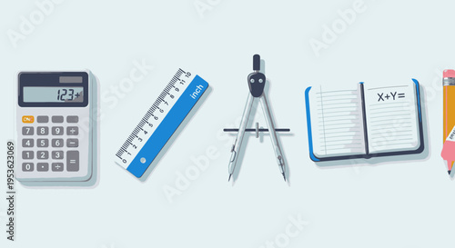 Office supplies on a table.