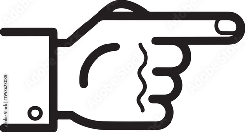 A hand pointing to the right with index finger extended