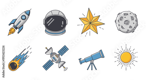 Space objects and astronomy symbols 7.