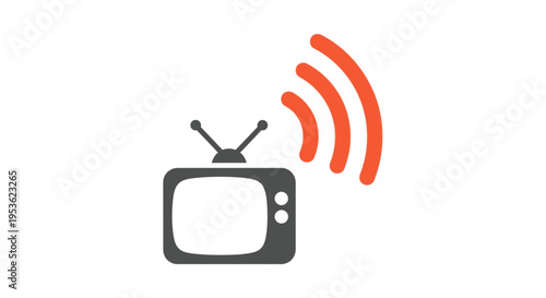 Television with signal waves broadcasting.