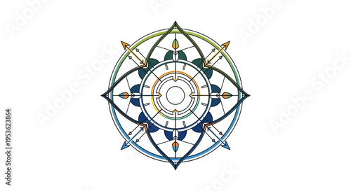 A colorful Indian design featuring a mandala pattern with blue, green, and gold elements, ideal for Ram Navami festival decoration or business background