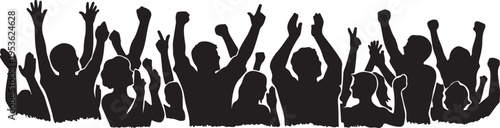 A crowd of people raising their hands in celebration during a lively musical concert performance