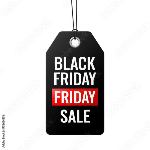 Black friday sale tag with red friday text