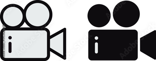 Old Movie Camera Icon Black and Gray Flat Design film camera video camera