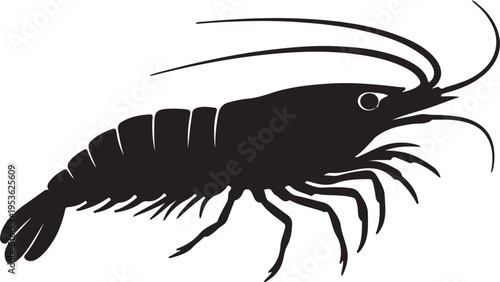 Krill in silhouette on white background.
