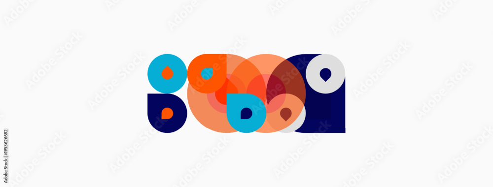 Fototapeta premium Abstract colorful shapes overlap, creating dynamic composition. Circles, squares, curves suggest movement, energy, modern design.
