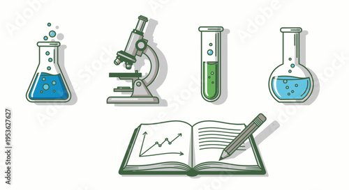 Science education laboratory equipment icons.