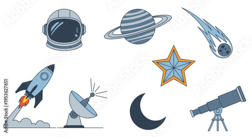 Space objects and astronomy equipment 7.