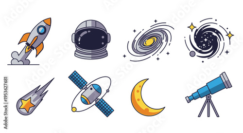 Space objects and astronomy symbols 3.