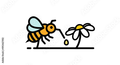 Bee collecting nectar from flower 3.