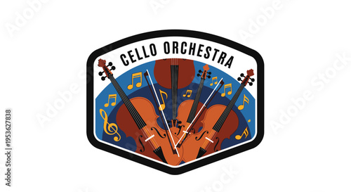 Cello Orchestra Musical Instrument Logo Design.