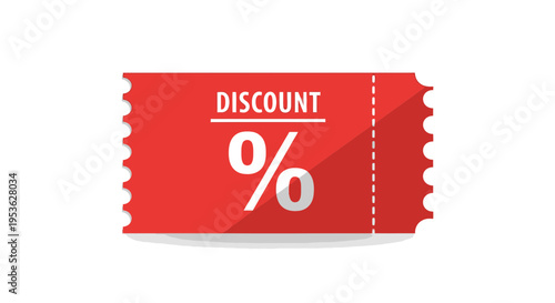 Red discount percentage ticket stub.