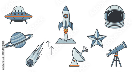 Rocket Ship Blasting into Space.