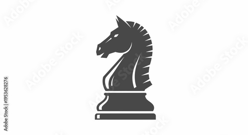 Black chess knight piece closeup profile.